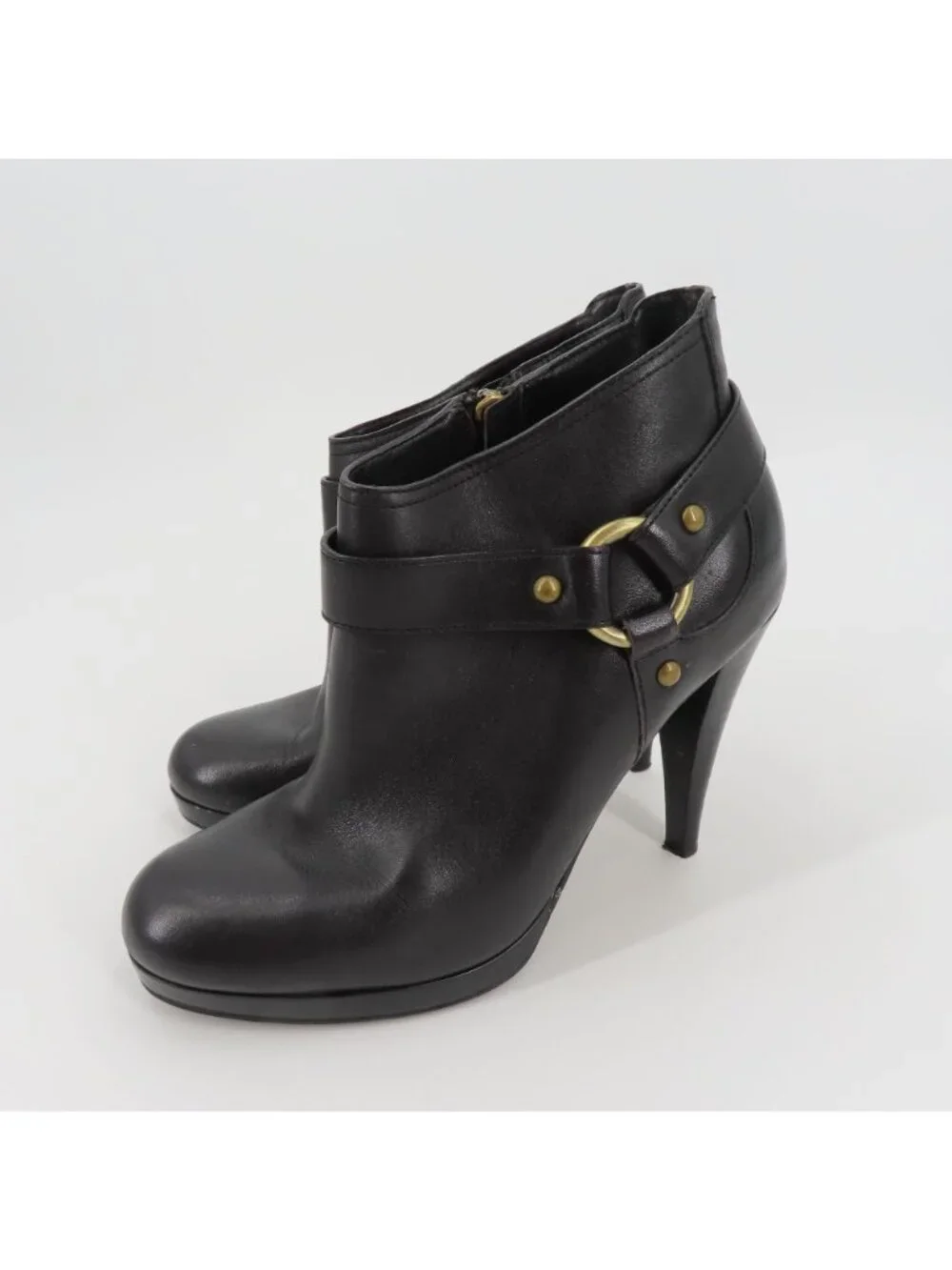 Cole Haan 6.5 B Women Kennedy Solid Black Leather Platform Ankle Boots Booties